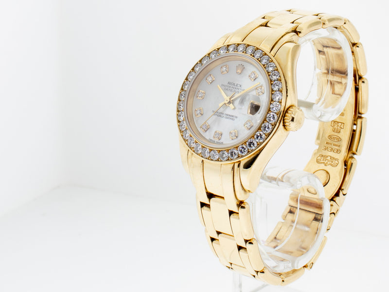 Rolex Pearlmaster Lady-Datejust 29mm Yellow Gold White MOP Diamond Dial & Bezel 80298-Da Vinci Fine Jewelry