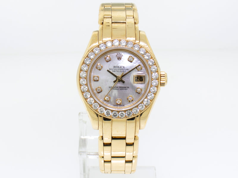 Rolex Pearlmaster Lady-Datejust 29mm Yellow Gold White MOP Diamond Dial & Bezel 80298-Da Vinci Fine Jewelry