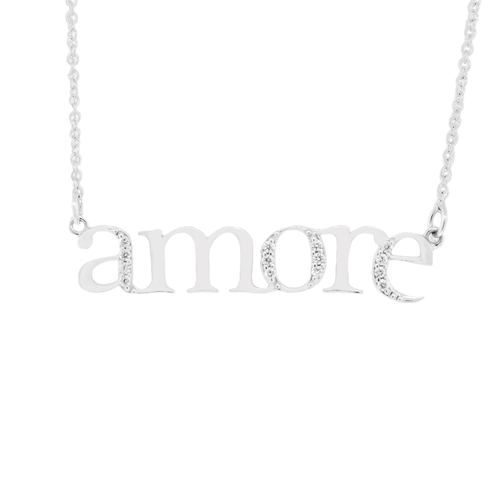 Amore Diamond Station Necklace - 14K White Gold - 0.08ct-Da Vinci Fine Jewelry