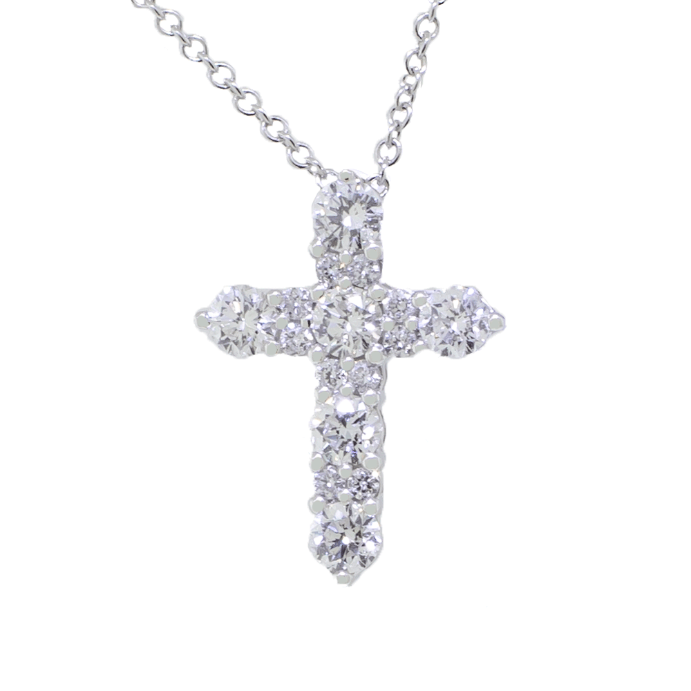 Cross Diamond Pendant Necklace - 18K White Gold - 0.83ct – Da