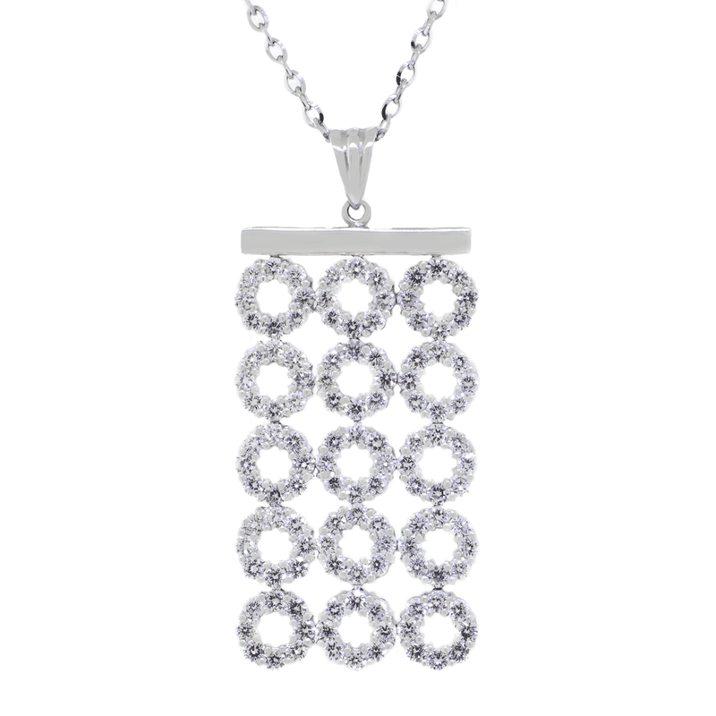 Circle Diamond Pendant Necklace - 14K White Gold - 2.64ct.-Da Vinci Fine Jewelry
