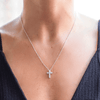 Cross Diamond Pendant Necklace - 18K White Gold - 0.83ct-Da Vinci Fine Jewelry
