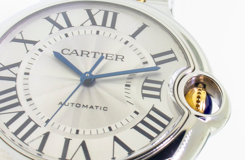 Cartier Ballon Bleu 33mm Yellow Gold & Steel White Roman Dial W2BB0012-Da Vinci Fine Jewelry
