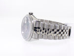 Rolex Datejust 36mm Stainless Steel Blue Stick Dial Engine Turned Bezel 16220-Da Vinci Fine Jewelry
