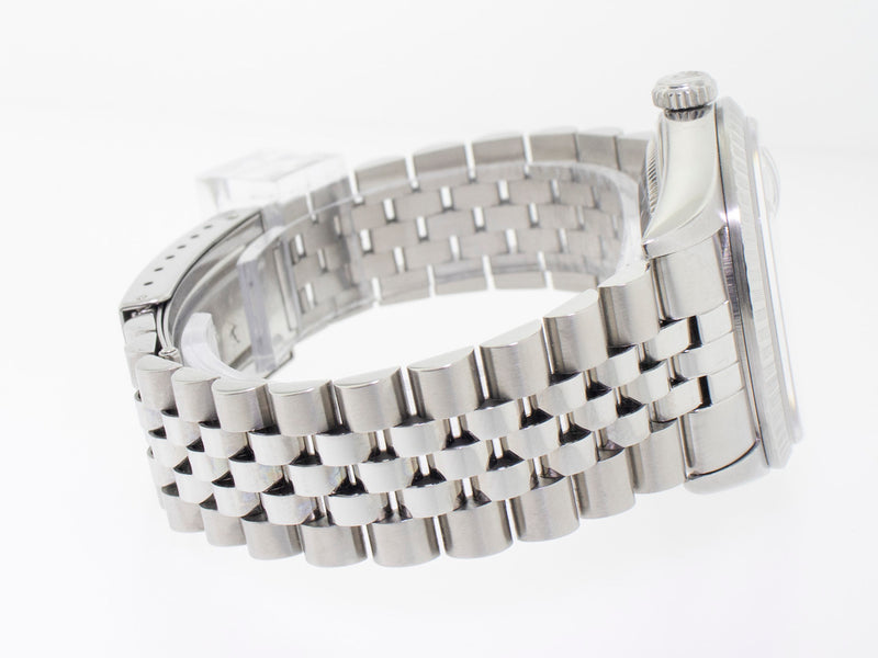 Rolex Datejust 36mm Stainless Steel Silver Stick Dial Engine Turned Bezel 16220-Da Vinci Fine Jewelry