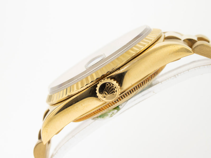 Rolex Day-Date 36mm Yellow Gold Silver Stick Dial & Fluted Bezel 18238-Da Vinci Fine Jewelry