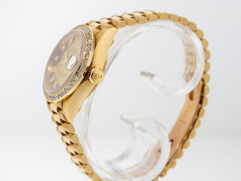 Rolex Lady-Datejust 26mm Yellow Gold Champagne Diamond Dial And Bezel 69178-Da Vinci Fine Jewelry