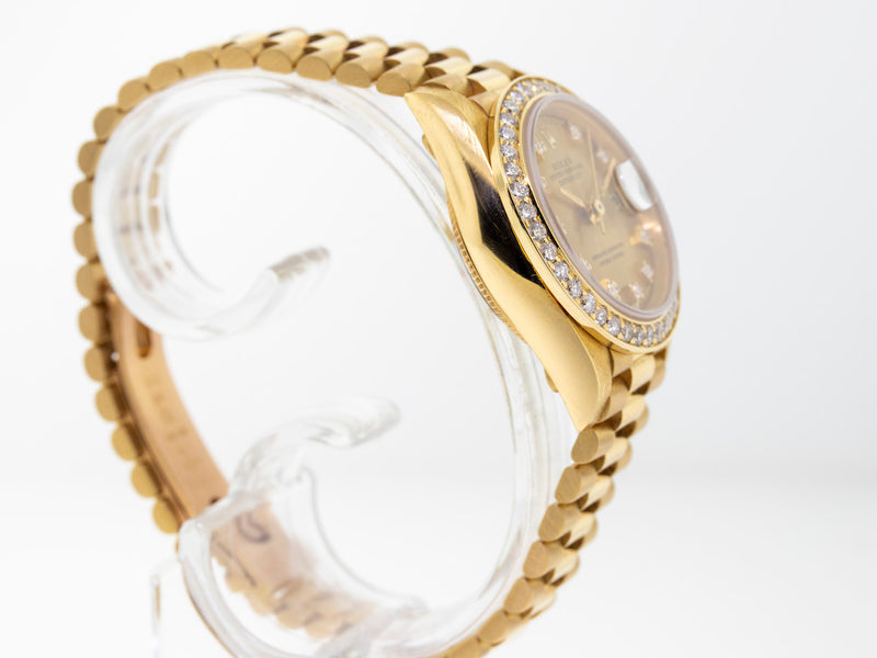 Rolex Lady-Datejust 26mm Yellow Gold Champagne Diamond Dial And Bezel 69178-Da Vinci Fine Jewelry