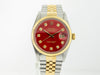 Rolex Datejust 36mm Yellow Gold & Steel Red Diamond Dial & Fluted Bezel 16013-Da Vinci Fine Jewelry