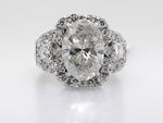 18k White Gold Diamond Ring 6.05ct H/si3 Oval Cut with 1.50 Total Ct On Mounting-Da Vinci Fine Jewelry