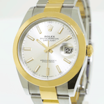 Rolex Datejust 41mm Yellow Gold & Steel Silver Index Dial & Smooth Bezel 126303-Da Vinci Fine Jewelry