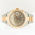 Rolex Datejust 41mm Everose Gold & Steel Silver Index Dial Smooth Bezel 126301-Da Vinci Fine Jewelry