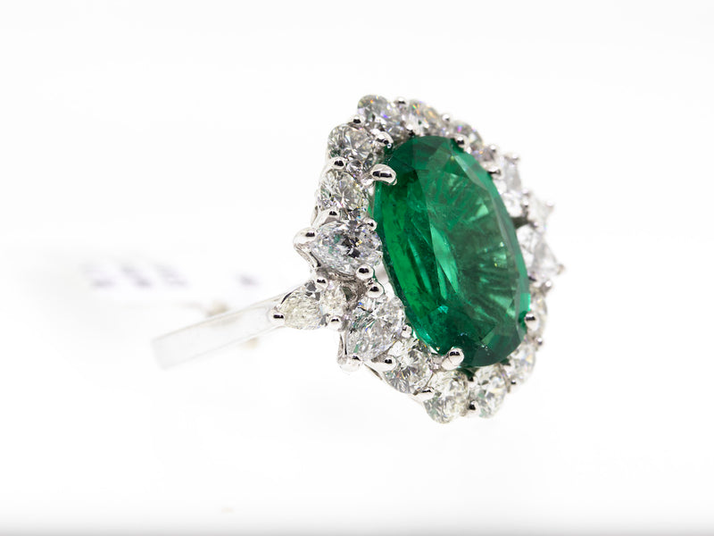Natural GIA Emerald Ring 6.51ct Extra-Fine Emerald Oval with 3.06ct Diamonds-Da Vinci Fine Jewelry