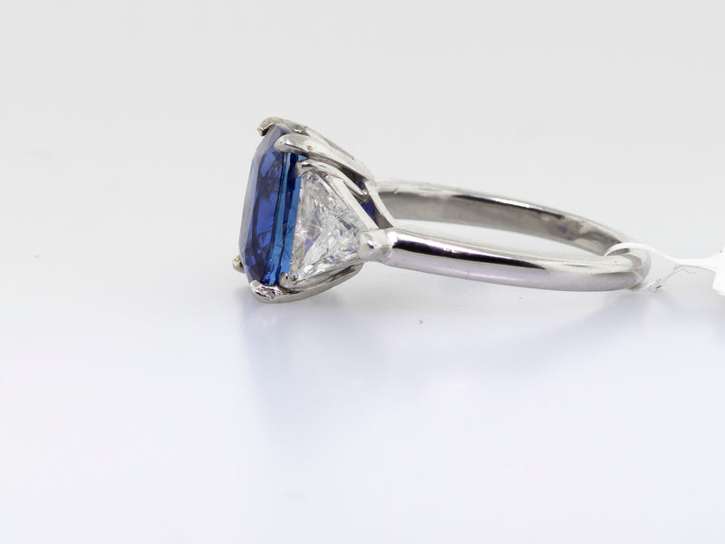 Platinum Extra Extra Fine Royal Blue Sapphire Ring 3.29ct Blue Sapphire Cushion-Da Vinci Fine Jewelry