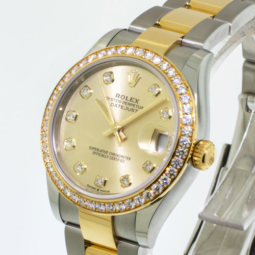 Rolex Lady-Datejust 31mm Yellow Gold & Steel Champagne Diamond Dial & Diamond Bezel 278383-Da Vinci Fine Jewelry