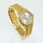 Rolex Lady-Datejust 31mm 18K Yellow Gold Silver Dial Roman Numerals & Diamond Bezel 278288-Da Vinci Fine Jewelry