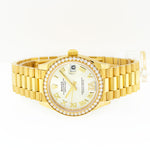 Rolex Lady-Datejust 31mm 18K Yellow Gold Silver Dial Roman Numerals & Diamond Bezel 278288-Da Vinci Fine Jewelry
