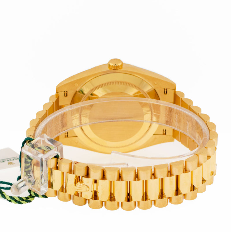 Rolex Day-Date 40mm Yellow Gold Silver Roman Dial & Fluted Bezel 228238-Da Vinci Fine Jewelry