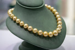 Yellow South Sea Pearls - Necklace And Earrings Set with Diamond Clasp-Da Vinci Fine Jewelry