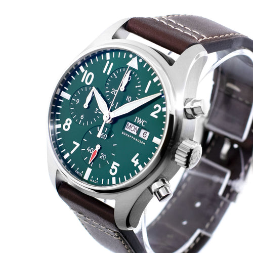 IWC Pilot Chronograph 41mm Stainless Steel Green Arabic Dial IW388103-Da Vinci Fine Jewelry
