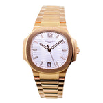 Patek Philippe Nautilus Rose Gold Silvery Opaline Index Dial & Rose Gold Bezel 7118/1R-Da Vinci Fine Jewelry