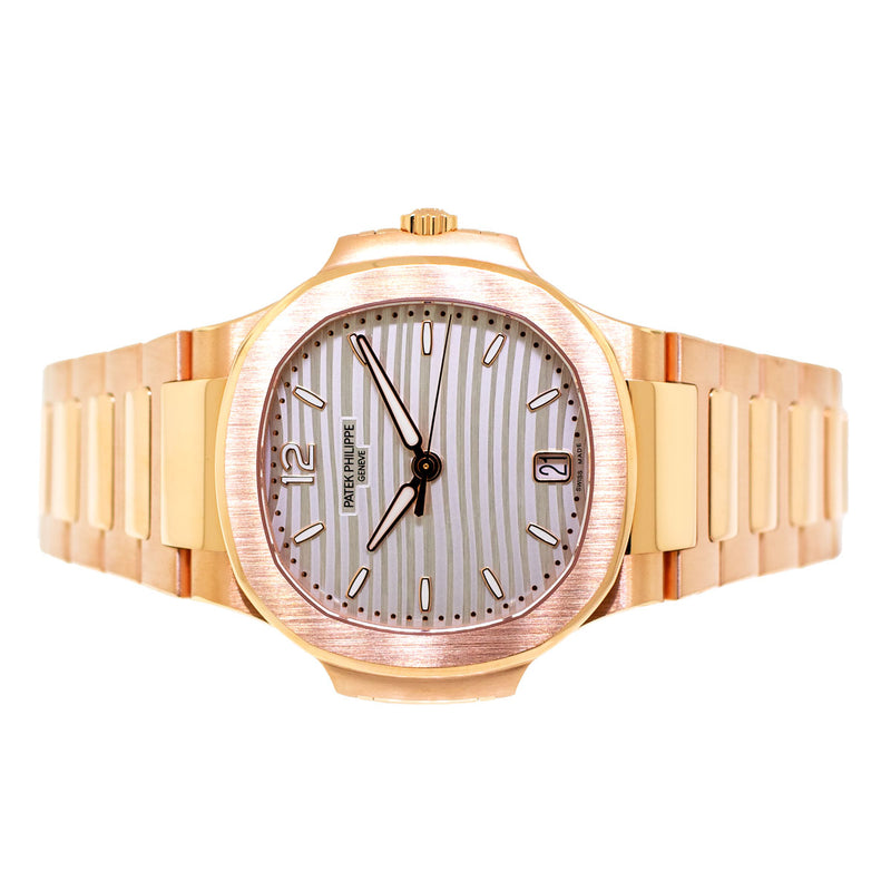 Patek Philippe Nautilus Rose Gold Silvery Opaline Index Dial & Rose Gold Bezel 7118/1R-Da Vinci Fine Jewelry
