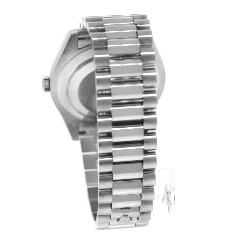 Rolex Day-Date II 41mm White Gold Silver Diamond Dial & Fluted Bezel 218239-Da Vinci Fine Jewelry