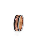 Textured Men's Wedding Band / Ring in 14k Rose Gold and 14K White Gold-Da Vinci Fine Jewelry