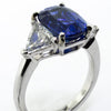 Platinum Extra Extra Fine Royal Blue Sapphire Ring 3.29ct Blue Sapphire Cushion-Da Vinci Fine Jewelry