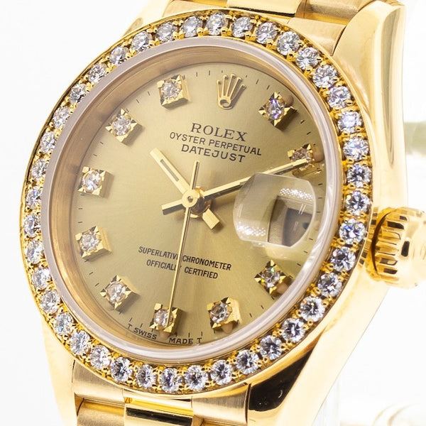 Rolex Lady-Datejust Yellow Gold Champagne Diamond Dial & Bezel 69138 ...