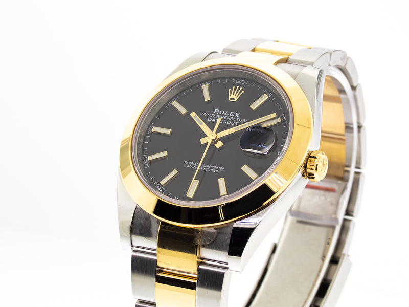 Rolex Datejust II 41mm Yellow Gold & Steel Black Index Dial Smooth Bezel 126303-Da Vinci Fine Jewelry