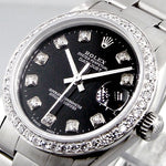 Rolex Lady-Datejust 31mm Stainless Steel Black Diamond Dial & Bezel 68240-Da Vinci Fine Jewelry
