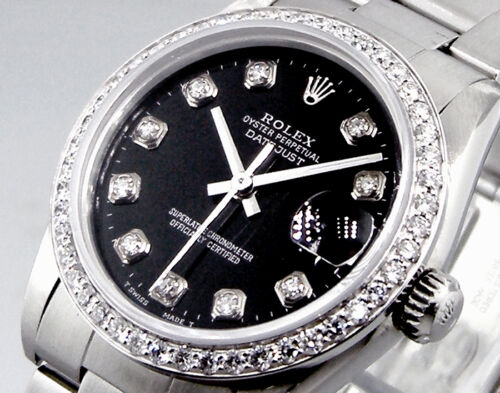 Rolex Lady-Datejust Black Diamond Dial Bezel 68240 Da Vinci